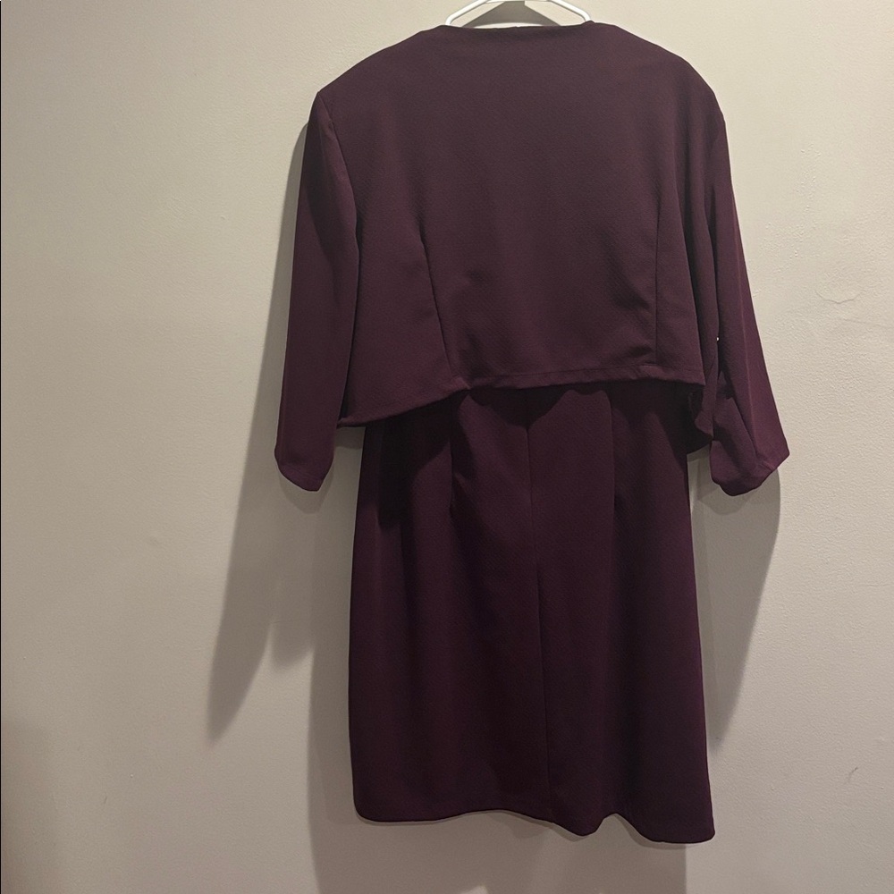 Maroon Dress with White Trim and maroon cropped blazer. Size 14W. - Picture 4 of 7